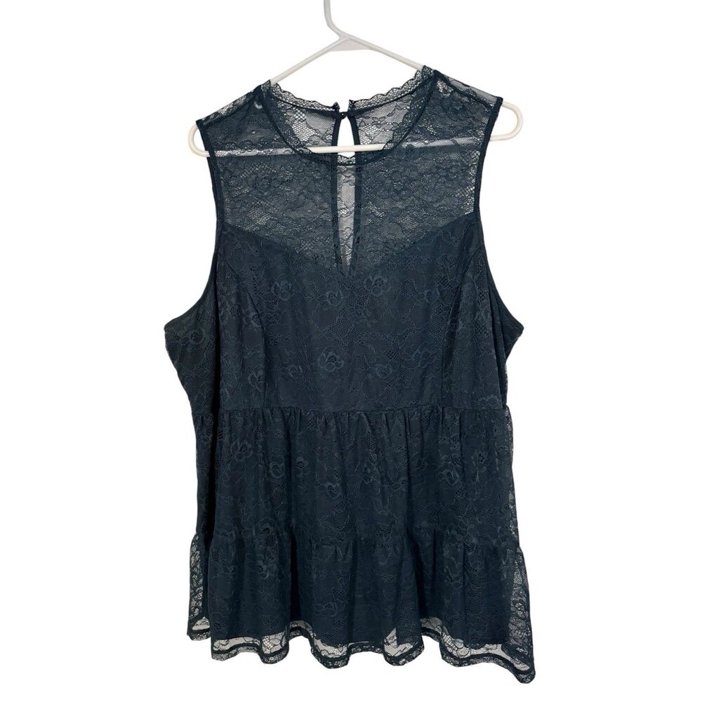 Torrid Lace Round Neck Sleeveless Shear Hem Tank Top Blouse Size 2X Evening